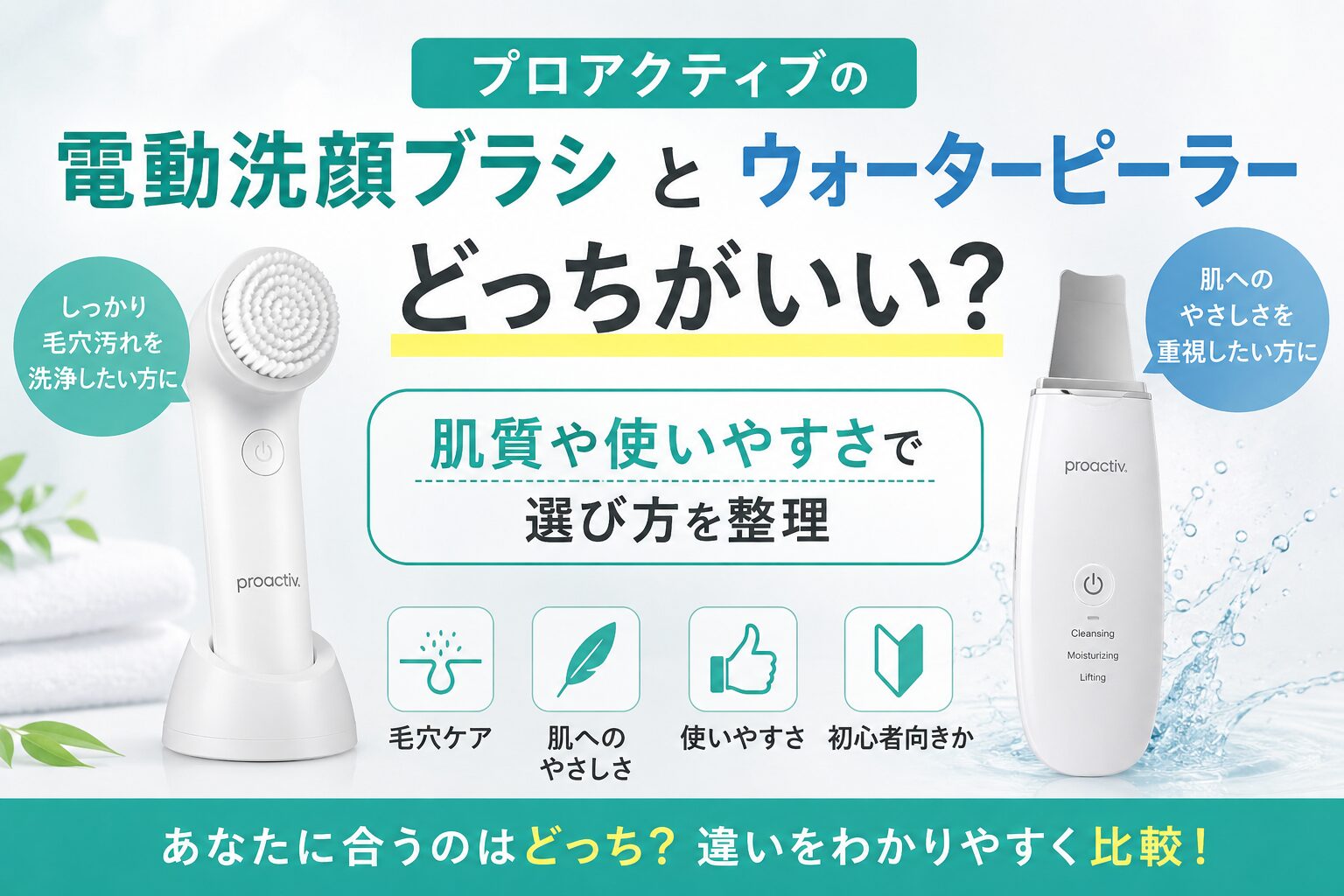 プロアクティブの電動洗顔ブラシとウォーターピーラーはどっちがいい